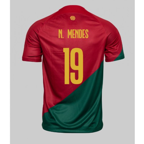 Maillot de foot le Portugal Nuno Mendes #19 Domicile Monde 2022 Manches Courte